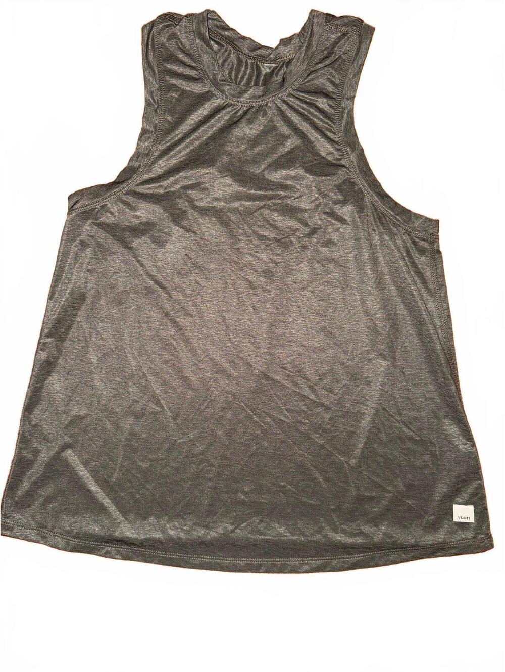 Vuori womens energy tank top performance high neck gray brown sz XS soft comfy